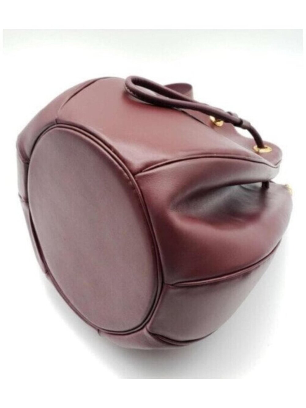 Authentic Cartier Burgundy Leather Bucket Bag Drawstring Crossbody - Picture 8 of 16